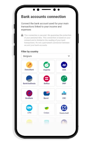 Liste des banques disponibles pour que l'utilisateur puisse se connecter