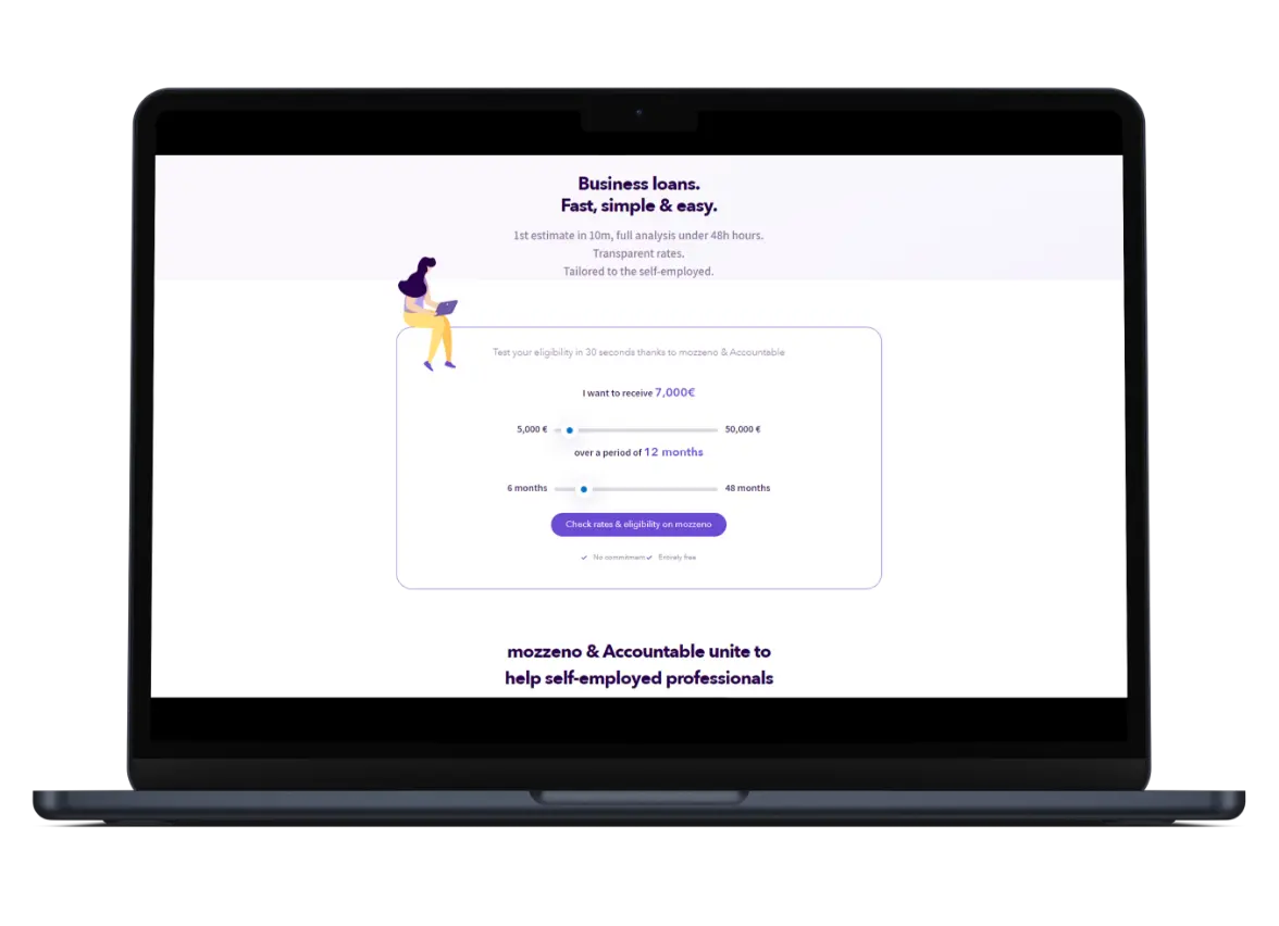 Page Accountable pour un prêt professionnel, sur un ordinateur portable.